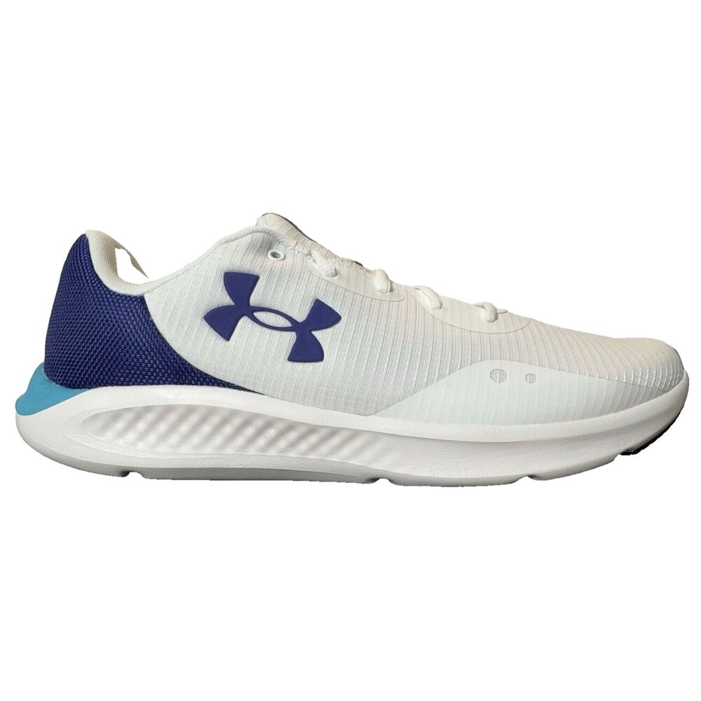 Under Armour Mens Size 9.5 Charged Pursuit 3 White Sonar Blue Running Shoes